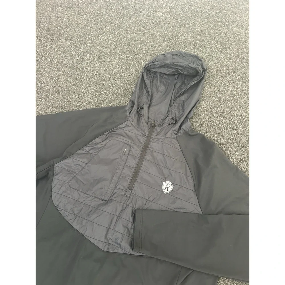 G/FORE‎ Golf Tech Interlock 1/4 Zip Hoodie Black Mens Large Golf Puffer Stretch